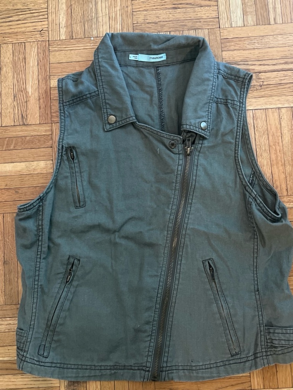 Maurices Olive Green Zip Moto Vest